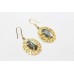Dangle Earrings 925 Sterling Silver Gold Plated Natural Labradorite Stones P595